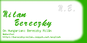 milan bereczky business card